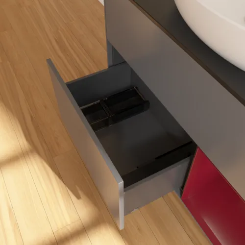 Bild von VILLEROY BOCH Finion Waschbeckenunterschrank, mit Beleuchtung, 2 Auszüge, 1000 x 603 x 501 mm, Anthracite Matt Lacquer / Peony Matt Lacquer / Glass Black Matt #F902HBGK