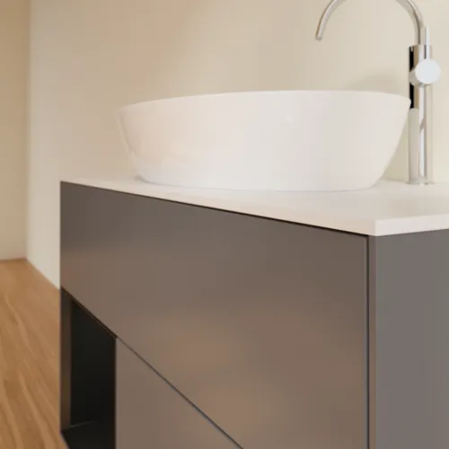 Bild von VILLEROY BOCH Finion Waschbeckenunterschrank, mit Beleuchtung, 2 Auszüge, 1000 x 603 x 501 mm, Anthracite Matt Lacquer / Black Matt Lacquer / Glass White Matt #F891PDGK
