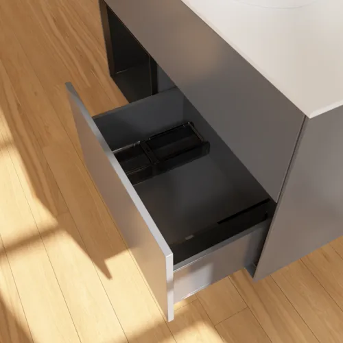 Bild von VILLEROY BOCH Finion Waschbeckenunterschrank, mit Beleuchtung, 2 Auszüge, 1000 x 603 x 501 mm, Anthracite Matt Lacquer / Black Matt Lacquer / Glass White Matt #F891PDGK