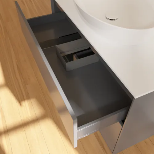 Bild von VILLEROY BOCH Finion Waschbeckenunterschrank, mit Beleuchtung, 2 Auszüge, 1000 x 603 x 501 mm, Anthracite Matt Lacquer / Black Matt Lacquer / Glass White Matt #F891PDGK