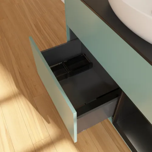 Bild von VILLEROY BOCH Finion Waschbeckenunterschrank, mit Beleuchtung, 2 Auszüge, 1000 x 603 x 501 mm, Olive Matt Lacquer / Black Matt Lacquer / Glass Black Matt #F902PDGM