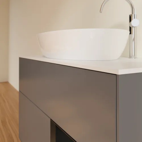 Bild von VILLEROY BOCH Finion Waschbeckenunterschrank, mit Beleuchtung, 2 Auszüge, 1000 x 603 x 501 mm, Anthracite Matt Lacquer / Black Matt Lacquer / Glass White Matt #F901PDGK