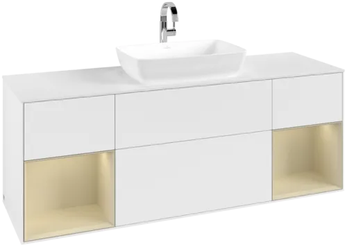 Bild von VILLEROY BOCH Finion Waschbeckenunterschrank, mit Beleuchtung, 4 Auszüge, 1600 x 603 x 501 mm, White Matt Lacquer / Silk Grey Matt Lacquer / Glass White Matt #F861HJMT