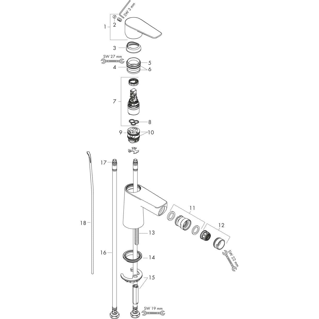 Picture of HANSGROHE Talis E Single lever bidet mixer with pop-up waste set Brushed Bronze 71720140