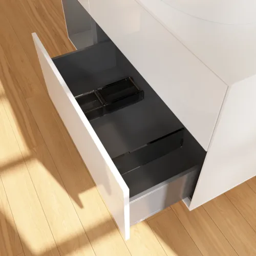 Bild von VILLEROY BOCH Finion Waschbeckenunterschrank, mit Beleuchtung, 3 Auszüge, 1200 x 603 x 501 mm, Glossy White Lacquer / Anthracite Matt Lacquer / Glass White Matt #F921GKGF