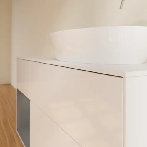 Bild von VILLEROY BOCH Finion Waschbeckenunterschrank, mit Beleuchtung, 3 Auszüge, 1200 x 603 x 501 mm, Glossy White Lacquer / Anthracite Matt Lacquer / Glass White Matt #F921GKGF
