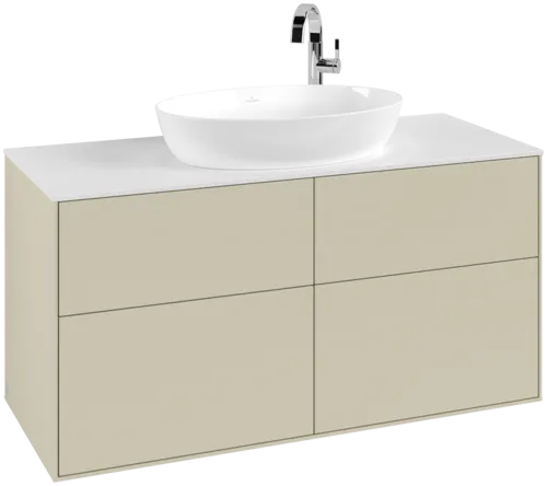 Bild von VILLEROY BOCH Finion Waschbeckenunterschrank, 4 Auszüge, 1200 x 603 x 501 mm, Silk Grey Matt Lacquer / Glass White Matt #F91100HJ