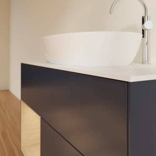 Bild von VILLEROY BOCH Finion Waschbeckenunterschrank, mit Beleuchtung, 2 Auszüge, 1000 x 603 x 501 mm, Midnight Blue Matt Lacquer / Oak Veneer / Glass White Matt #F891PCHG