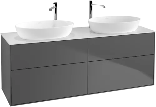 Bild von VILLEROY BOCH Finion Waschbeckenunterschrank, 4 Auszüge, 1600 x 603 x 501 mm, Anthracite Matt Lacquer / Glass White Matt #F96100GK