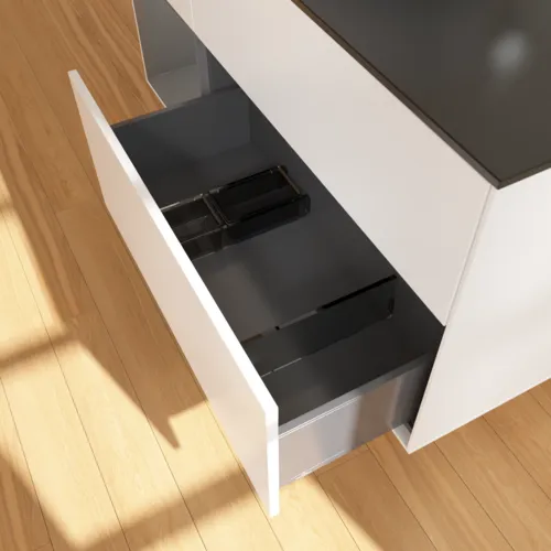 Bild von VILLEROY BOCH Finion Waschbeckenunterschrank, mit Beleuchtung, 3 Auszüge, 1200 x 603 x 501 mm, White Matt Lacquer / Anthracite Matt Lacquer / Glass Black Matt #F942GKMT
