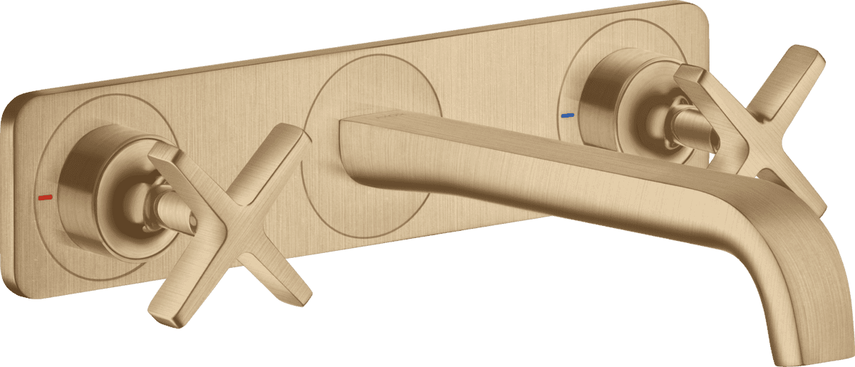 Bild von HANSGROHE AXOR Citterio E 3-Loch Waschtischarmatur Unterputz für Wandmontage mit Auslauf 220 mm und Platte #36115140 - Brushed Bronze