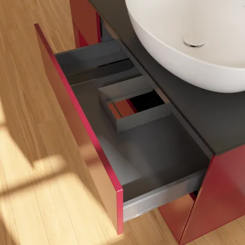 Bild von VILLEROY BOCH Finion Waschbeckenunterschrank, mit Beleuchtung, 3 Auszüge, 1200 x 603 x 501 mm, Peony Matt Lacquer / Peony Matt Lacquer / Glass Black Matt #F922HBHB