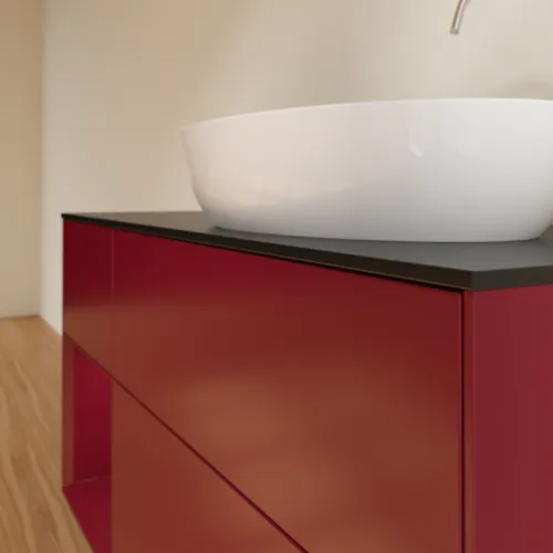 Bild von VILLEROY BOCH Finion Waschbeckenunterschrank, mit Beleuchtung, 3 Auszüge, 1200 x 603 x 501 mm, Peony Matt Lacquer / Peony Matt Lacquer / Glass Black Matt #F922HBHB