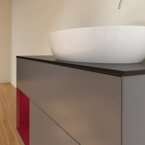 Bild von VILLEROY BOCH Finion Waschbeckenunterschrank, mit Beleuchtung, 3 Auszüge, 1200 x 603 x 501 mm, Anthracite Matt Lacquer / Peony Matt Lacquer / Glass Black Matt #F922HBGK