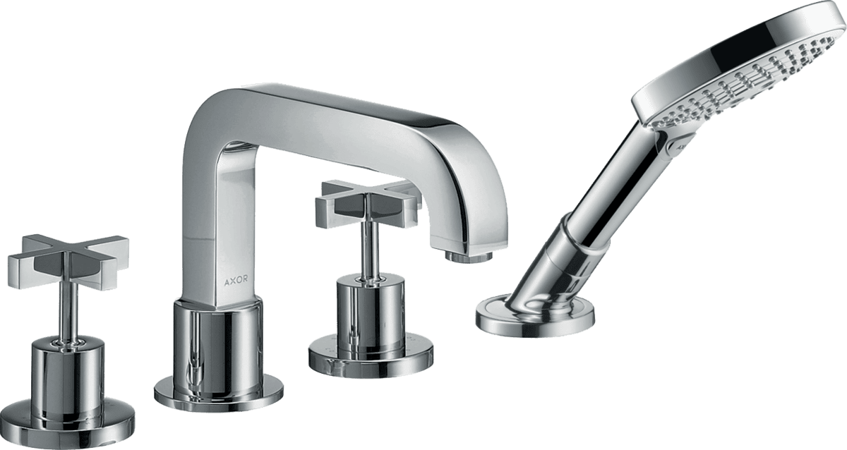 Bild von HANSGROHE AXOR Citterio 4-Loch Fliesenrandarmatur mit Kreuzgriffen und Rosetten #39453000 - Chrom