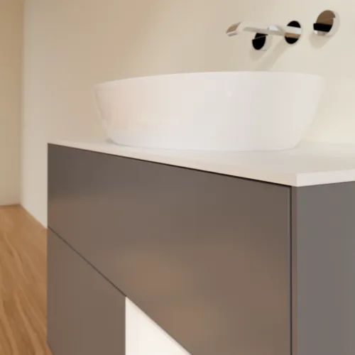 Obrázek VILLEROY BOCH Finion Vanity unit, with lighting, 2 pull-out compartments, 1000 x 603 x 501 mm, Anthracite Matt Lacquer / White Matt Lacquer / Glass White Matt #FA21MTGK