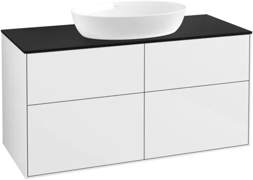 Bild von VILLEROY BOCH Finion Waschbeckenunterschrank, 4 Auszüge, 1200 x 603 x 501 mm, Glossy White Lacquer / Glass Black Matt #FA3200GF