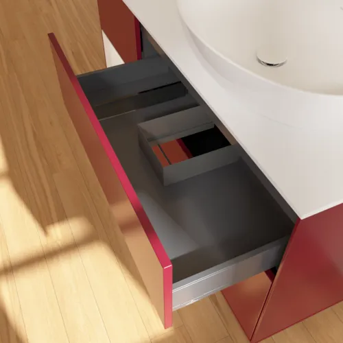 Bild von VILLEROY BOCH Finion Waschbeckenunterschrank, mit Beleuchtung, 3 Auszüge, 1200 x 603 x 501 mm, Peony Matt Lacquer / Glossy White Lacquer / Glass White Matt #FA41GFHB