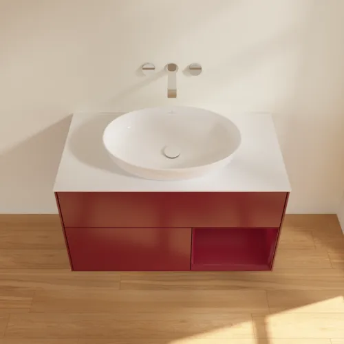 Bild von VILLEROY BOCH Finion Waschbeckenunterschrank, mit Beleuchtung, 2 Auszüge, 1000 x 603 x 501 mm, Peony Matt Lacquer / Peony Matt Lacquer / Glass White Matt #FA21HBHB