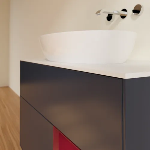 Bild von VILLEROY BOCH Finion Waschbeckenunterschrank, mit Beleuchtung, 2 Auszüge, 1000 x 603 x 501 mm, Midnight Blue Matt Lacquer / Peony Matt Lacquer / Glass White Matt #FA21HBHG
