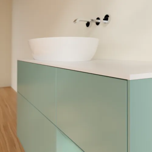 Bild von VILLEROY BOCH Finion Waschbeckenunterschrank, mit Beleuchtung, 3 Auszüge, 1200 x 603 x 501 mm, Olive Matt Lacquer / Olive Matt Lacquer / Glass White Matt #FA51GMGM