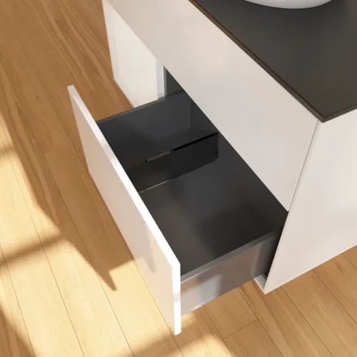 Bild von VILLEROY BOCH Finion Waschbeckenunterschrank, mit Beleuchtung, 2 Auszüge, 1000 x 603 x 501 mm, Glossy White Lacquer / Glossy White Lacquer / Glass Black Matt #FA12GFGF
