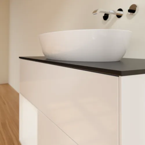 Bild von VILLEROY BOCH Finion Waschbeckenunterschrank, mit Beleuchtung, 2 Auszüge, 1000 x 603 x 501 mm, Glossy White Lacquer / Glossy White Lacquer / Glass Black Matt #FA12GFGF
