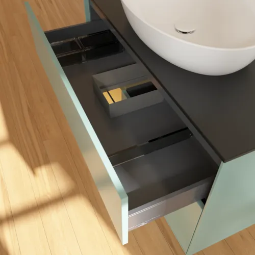 Bild von VILLEROY BOCH Finion Waschbeckenunterschrank, mit Beleuchtung, 2 Auszüge, 1000 x 603 x 501 mm, Olive Matt Lacquer / Gold Matt Lacquer / Glass Black Matt #FA12HFGM