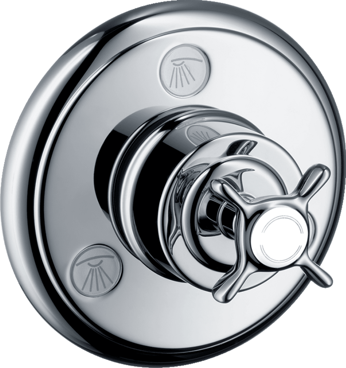 Bild von HANSGROHE AXOR Montreux Ab- und Umstellventil Trio/ Quattro Unterputz mit Kreuzgriff #16830000 - Chrom