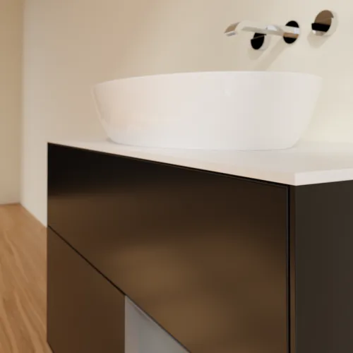 Bild von VILLEROY BOCH Finion Waschbeckenunterschrank, mit Beleuchtung, 2 Auszüge, 1000 x 603 x 501 mm, Black Matt Lacquer / Anthracite Matt Lacquer / Glass White Matt #FA21GKPD