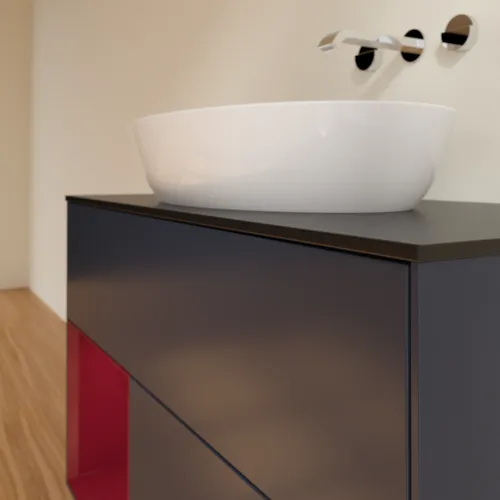 Bild von VILLEROY BOCH Finion Waschbeckenunterschrank, mit Beleuchtung, 2 Auszüge, 1000 x 603 x 501 mm, Midnight Blue Matt Lacquer / Peony Matt Lacquer / Glass Black Matt #FA12HBHG