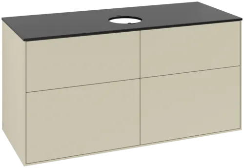 Bild von VILLEROY BOCH Finion Waschbeckenunterschrank, 4 Auszüge, 1200 x 603 x 501 mm, Silk Grey Matt Lacquer / Glass Black Matt #FA3200HJ