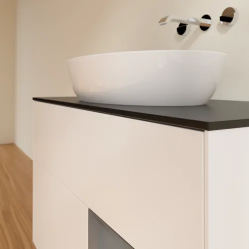 Picture of VILLEROY BOCH Finion Vanity unit, with lighting, 2 pull-out compartments, 1000 x 603 x 501 mm, White Matt Lacquer / Anthracite Matt Lacquer / Glass Black Matt #FA22GKMT