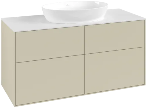Bild von VILLEROY BOCH Finion Waschbeckenunterschrank, 4 Auszüge, 1200 x 603 x 501 mm, Silk Grey Matt Lacquer / Glass White Matt #FA3100HJ