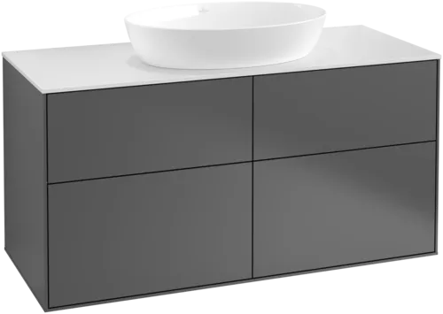 Bild von VILLEROY BOCH Finion Waschbeckenunterschrank, 4 Auszüge, 1200 x 603 x 501 mm, Anthracite Matt Lacquer / Glass White Matt #FA3100GK