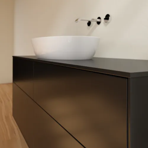 Bild von VILLEROY BOCH Finion Waschbeckenunterschrank, 4 Auszüge, 1600 x 603 x 501 mm, Black Matt Lacquer / Glass Black Matt #FA9200PD