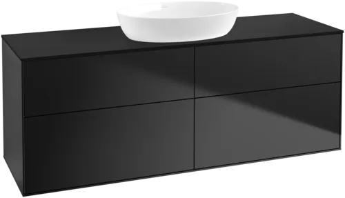 Bild von VILLEROY BOCH Finion Waschbeckenunterschrank, 4 Auszüge, 1600 x 603 x 501 mm, Black Matt Lacquer / Glass Black Matt #FA9200PD