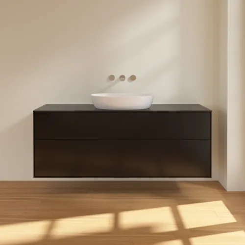 Bild von VILLEROY BOCH Finion Waschbeckenunterschrank, 4 Auszüge, 1600 x 603 x 501 mm, Black Matt Lacquer / Glass Black Matt #FA9200PD