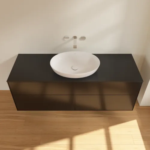 Bild von VILLEROY BOCH Finion Waschbeckenunterschrank, 4 Auszüge, 1600 x 603 x 501 mm, Black Matt Lacquer / Glass Black Matt #FA9200PD