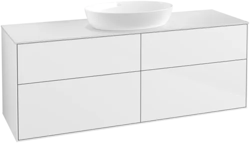 Bild von VILLEROY BOCH Finion Waschbeckenunterschrank, 4 Auszüge, 1600 x 603 x 501 mm, Glossy White Lacquer / Glass White Matt #FA9100GF