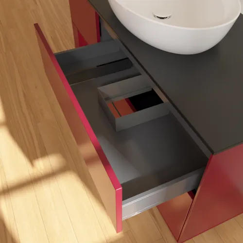 Bild von VILLEROY BOCH Finion Waschbeckenunterschrank, mit Beleuchtung, 3 Auszüge, 1200 x 603 x 501 mm, Peony Matt Lacquer / Peony Matt Lacquer / Glass Black Matt #FA62HBHB