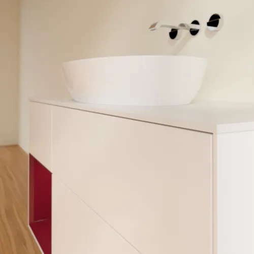 Bild von VILLEROY BOCH Finion Waschbeckenunterschrank, mit Beleuchtung, 3 Auszüge, 1200 x 603 x 501 mm, White Matt Lacquer / Peony Matt Lacquer / Glass White Matt #FA61HBMT