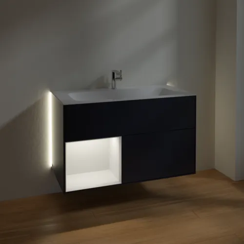 Picture of VILLEROY BOCH Finion Vanity unit, with lighting, 2 pull-out compartments, 996 x 591 x 498 mm, Midnight Blue Matt Lacquer / Olive Matt Lacquer #G030GMHG