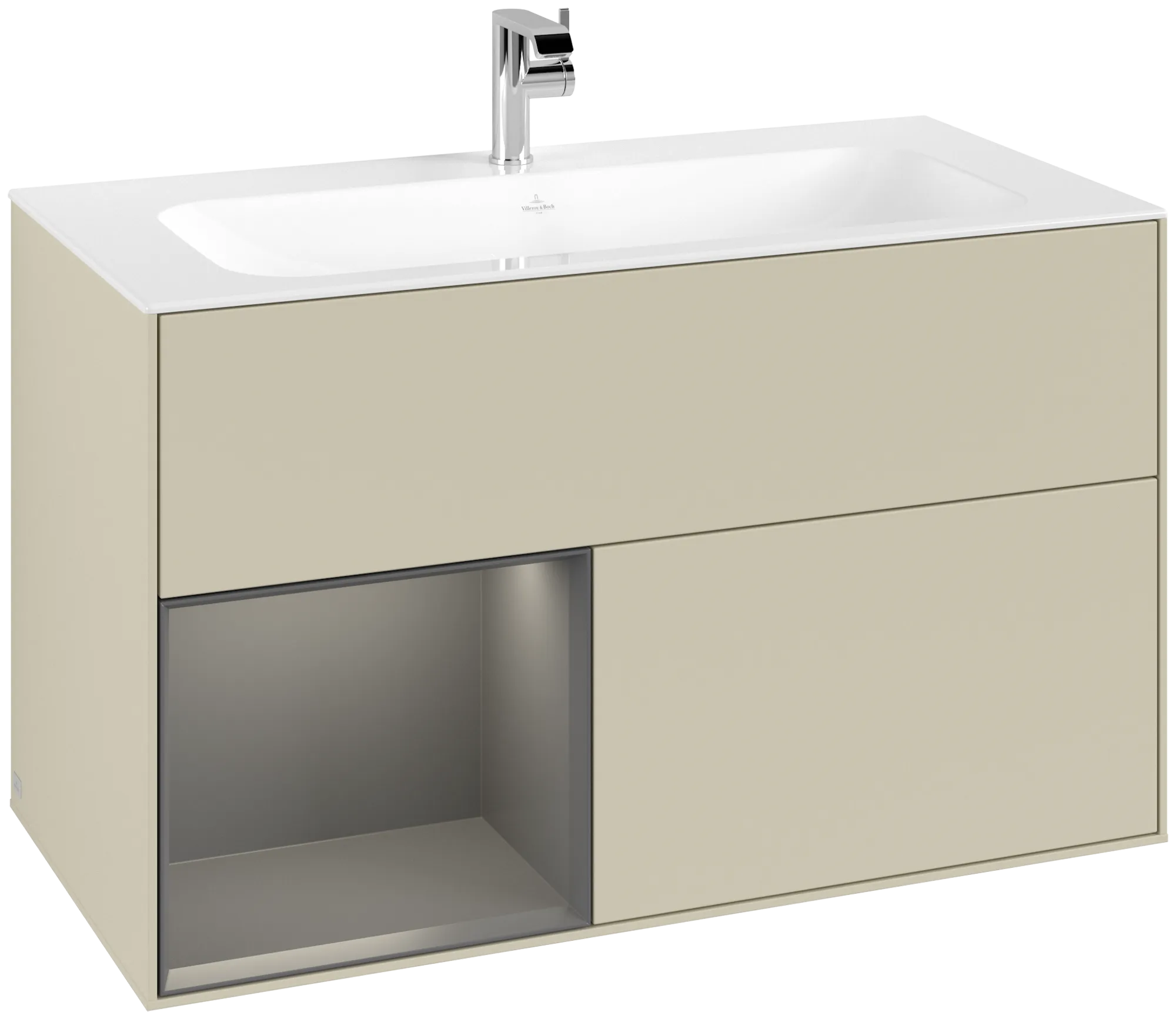 Bild von VILLEROY BOCH Finion Waschbeckenunterschrank, mit Beleuchtung, 2 Auszüge, 996 x 591 x 498 mm, Silk Grey Matt Lacquer / Anthracite Matt Lacquer #G030GKHJ