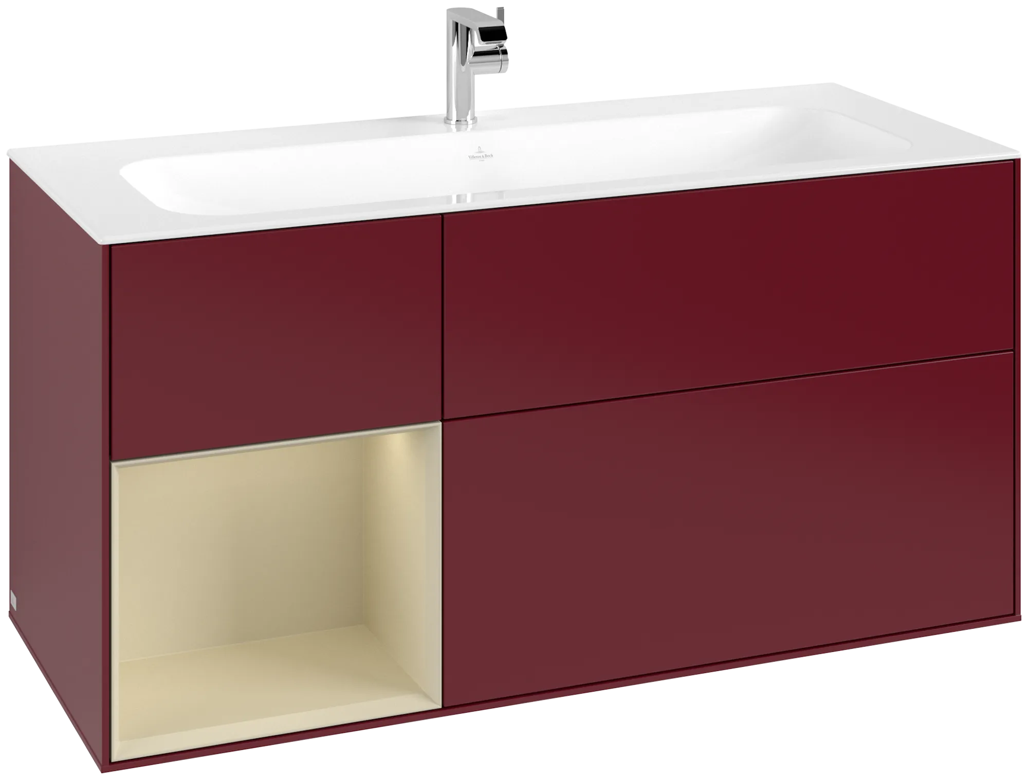 Bild von VILLEROY BOCH Finion Waschbeckenunterschrank, mit Beleuchtung, 3 Auszüge, 1196 x 591 x 498 mm, Peony Matt Lacquer / Silk Grey Matt Lacquer #G060HJHB