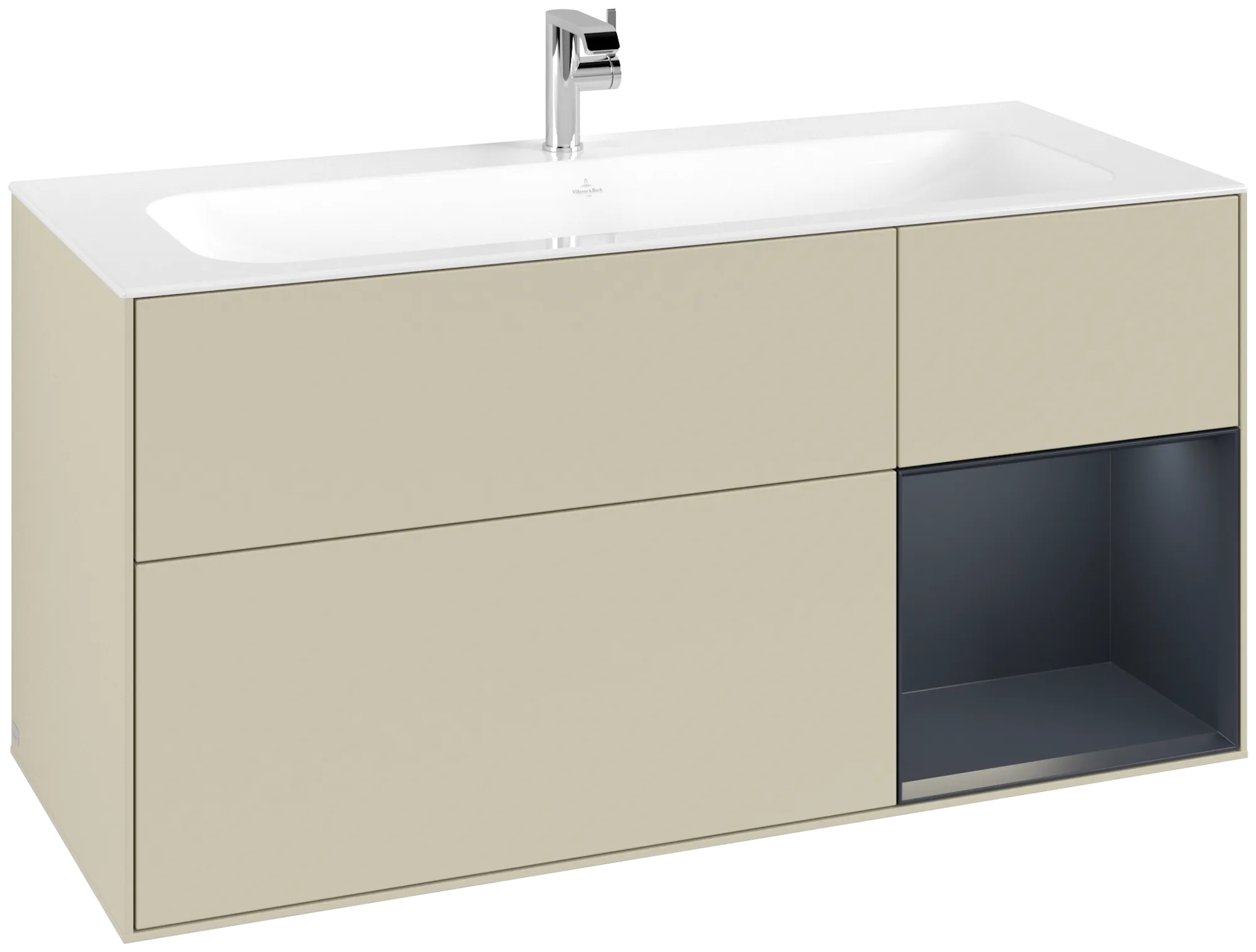 Bild von VILLEROY BOCH Finion Waschbeckenunterschrank, mit Beleuchtung, 3 Auszüge, 1196 x 591 x 498 mm, Silk Grey Matt Lacquer / Midnight Blue Matt Lacquer #G070HGHJ