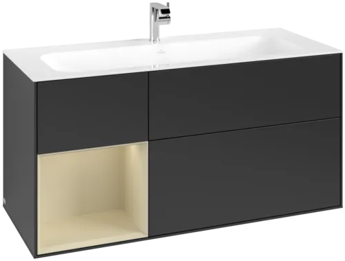 Bild von VILLEROY BOCH Finion Waschbeckenunterschrank, mit Beleuchtung, 3 Auszüge, 1196 x 591 x 498 mm, Black Matt Lacquer / Silk Grey Matt Lacquer #G060HJPD