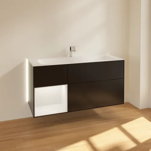 Bild von VILLEROY BOCH Finion Waschbeckenunterschrank, mit Beleuchtung, 3 Auszüge, 1196 x 591 x 498 mm, Black Matt Lacquer / Olive Matt Lacquer #G060GMPD