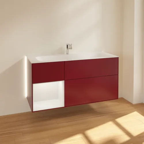 Bild von VILLEROY BOCH Finion Waschbeckenunterschrank, mit Beleuchtung, 3 Auszüge, 1196 x 591 x 498 mm, Peony Matt Lacquer / Olive Matt Lacquer #G060GMHB