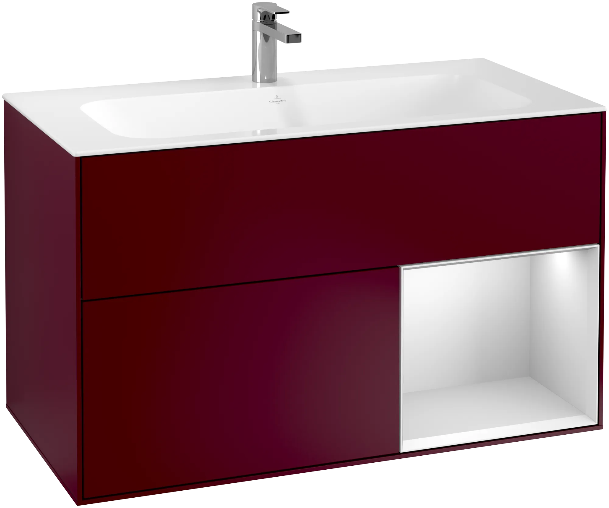 Bild von VILLEROY BOCH Finion Waschbeckenunterschrank, mit Beleuchtung, 2 Auszüge, 996 x 591 x 498 mm, Peony Matt Lacquer / White Matt Lacquer #G040MTHB